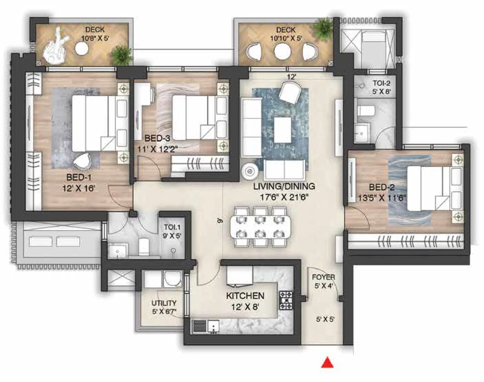 3 BHK Floor Plan