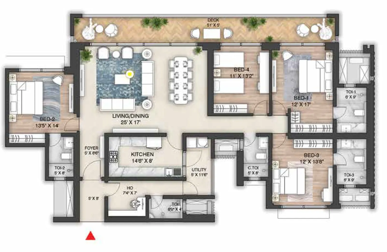 4 BHK Floor Plan
